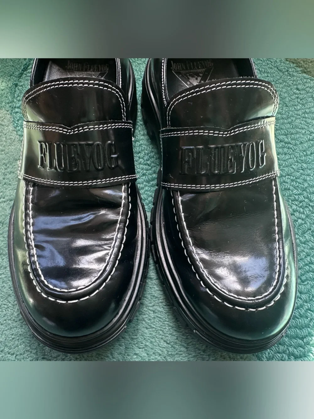 Fluevog EXCELLENT Official Linggo glossy black leather slip-on loafer- W8/M6